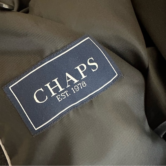 Chaps Wool Blend Charcoal Gray Herringbone Over Coat Size 42 Regular - Picture 9 of 10
